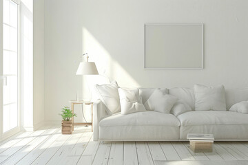 A minimalist living room interior
