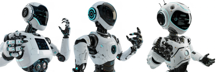 Futuristic humanoid robot ai assistant isolated with no background