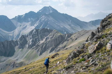 A person hiking in the mountains