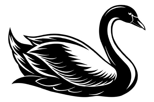 recommend clip art: A silhouette swan vector style
