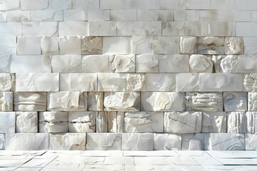 Fototapeta premium Textured White Stone Wall in Abstract Art Form
