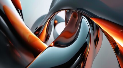 3D rendering of intertwined glossy tubes. Abstract background with smooth shapes.