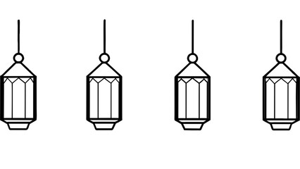 islamic eid lanterns silhouette vector illustration