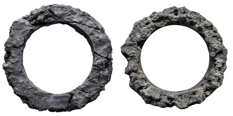 Rock stone dark circle frame for photo or picture with no background