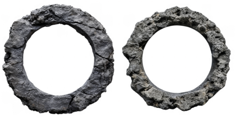 Rock stone dark circle frame for photo or picture with no background