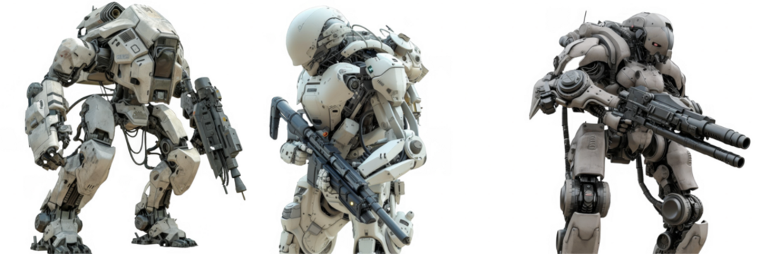 Futuristic humanoid robot ai assistant isolated with no background