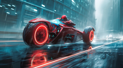 Futuristic motorcycle, cyberpunk background