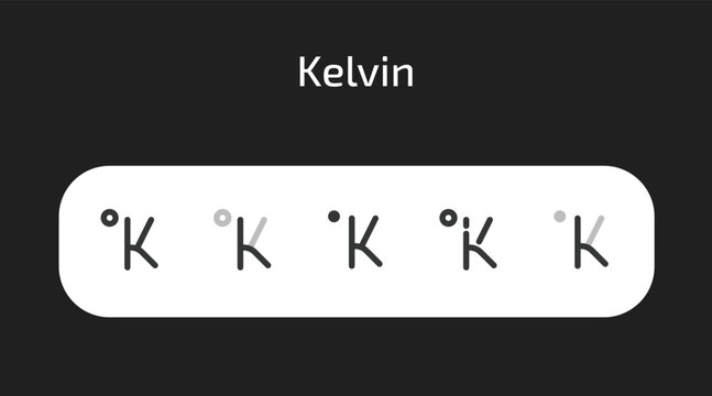 Kelvin icons in 5 different styles as vector