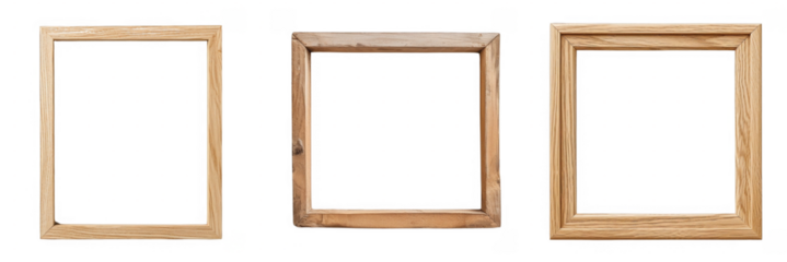 Wood old minimalist frame for photo or picture with no background