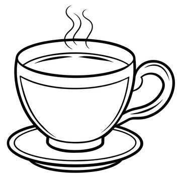 black and white coffee cup on saucer clip art preview