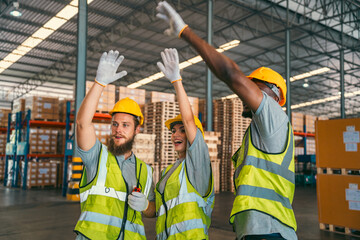 industrial occupation team person working in storage warehouse, business male portrait in logistic...