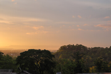 Yogyakarta, October 30, 2021: The process of arranging the Piyungan landfill using heavy equipment and the sight of cows around the landfill.