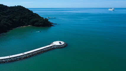 Vista aérea Molhe da Barra Norte Balneário Camboriú Santa Catarina