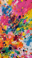 Vibrant splashes of paint in a multitude of colors. Colorful pattern splashes