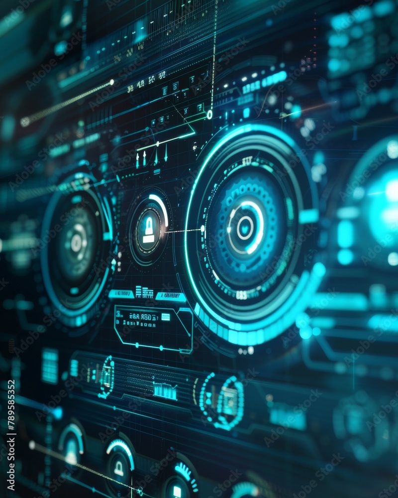 Poster advanced digital security system interface in honor of national technology day