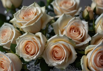 Obraz premium Bouquet of pink roses, wedding
