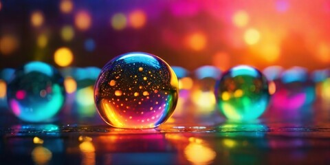 background of sparkling bokeh balls in the rainbow spectrum - obrazy, fototapety, plakaty