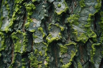 National Arbor Day Tribute: Intricate Moss-Covered Tree Bark Showcasing Ecosystem Biodiversity