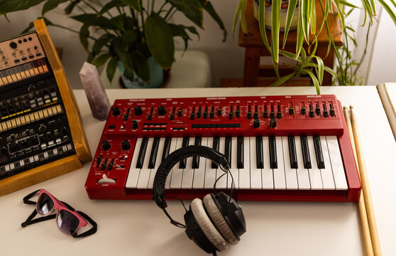 Home music studio with Synthesizer