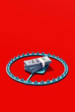 Money debt / loan trap 3D conceptual image