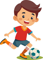 cute little boy playing soccer football