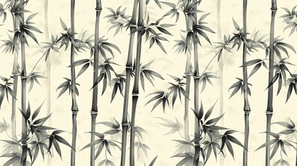 Fototapeta na wymiar Classic illustration of tall bamboo stalks swaying gently in a breeze