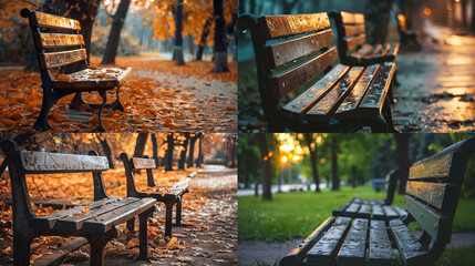 bench in park - obrazy, fototapety, plakaty