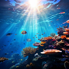 Title: Title: underwater scene with fishes underwater view of coral reef colorful fish water marine sea aquarium color

 - obrazy, fototapety, plakaty