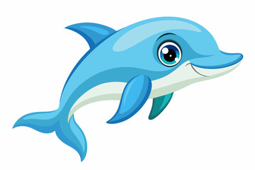 cute one dolphins on White Background