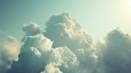 Amazing beautiful white fluffy cloudscape with a touch of vintage retro style.