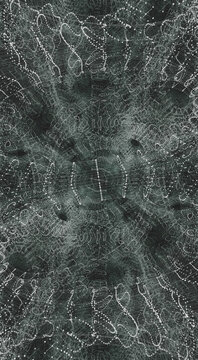 A white geometric grid in a dark space.