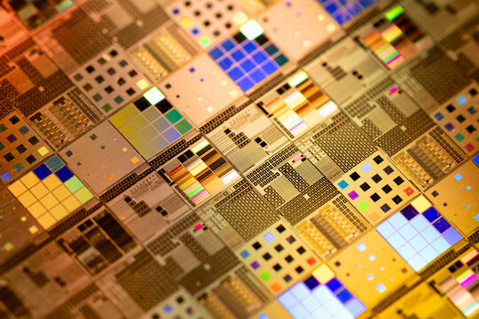 Silicon wafer semiconductor macro. Technology background.