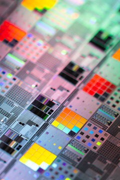 Silicon wafer semiconductor macro. Technology background.