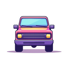 Vector pickup truck, threequarters front view, soft gradient colors simple vector svg illustration