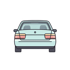 Basic vector car, rear view, pastel color palette, sleek design black monoline