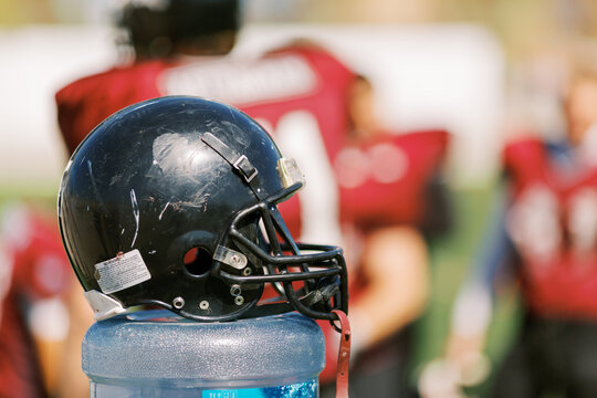 American footbal concept with black helmet 