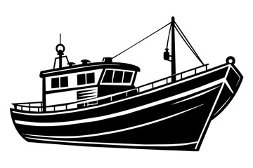 Obraz premium Fishing boat vector illustration white background