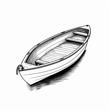 recommend clip art: Vector rowboat, top view, monochrome shades, clear white background simple vector svg illustration