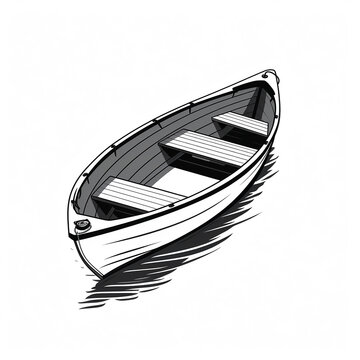 recommend clip art: Vector rowboat, top view, monochrome shades, clear white background simple vector svg illustration