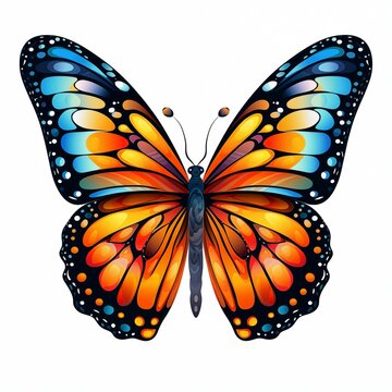 colorful butterflies on white background Created with Generative AI technology.
