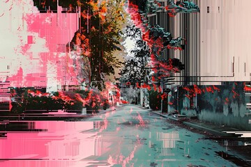 : Glitch art disrupts a perfectly ordered composition
