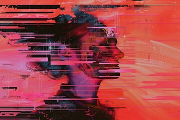 : Glitch art disrupts a perfectly ordered composition - obrazy, fototapety, plakaty