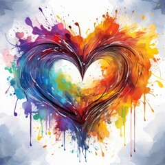 Rainbow Colors Heart, LGBTQ+, AI Generated