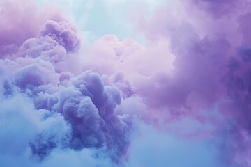 : Gradient blend of pastel purple and sky blue creates a dreamy, ethereal background.