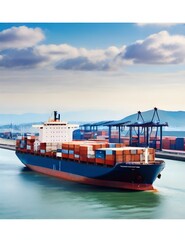 Fototapeta premium ships. merchant ships. maritime logistics, view of shipping ports, transport of business time