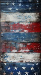 American Flag Painted on Wooden Plank
