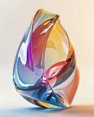 Abstract colorful glass sculpture captured with a smooth gradient background.