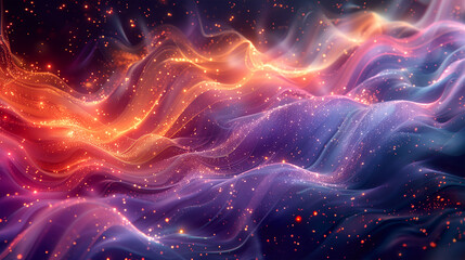 abstract background with space, a blend of colors rippling through a silky fabric, evoking a sense of flowing movement, with sparks of light suggesting a dynamic and almost magical energy within