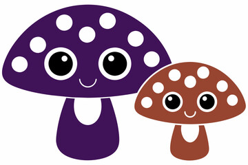 healthy mashrooms Silhouette vector illustration white background