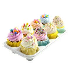 Delicious and Delightful cupcakes isolated on white background
